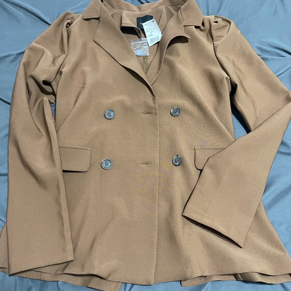 Elegant Brown Double-Breasted Women's Blazer NWT